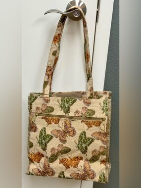 Vintage Jade Butterfly Tapestry Tote with matching small coin bag